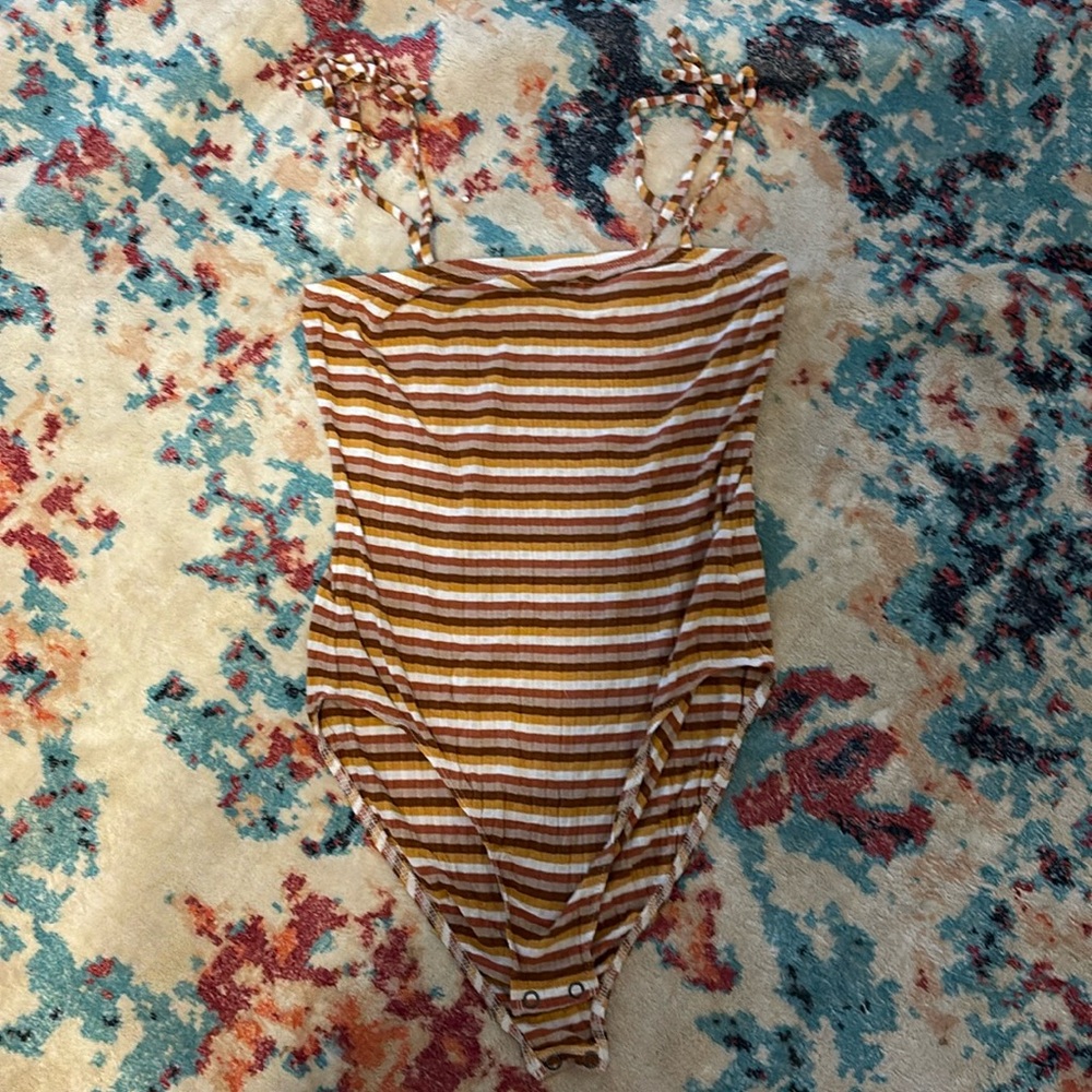 Stripped brown American eagle body suit
